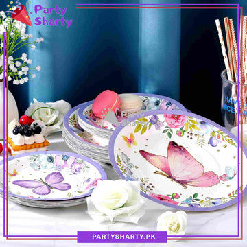 Butterfly Theme Dessert Paper Plates for Butterfly Theme Party Decoration